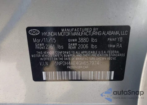 2016 Hyundai Elantra Se из США, поврежденный, VIN 5NPDH4AE4GH657974